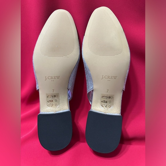 J Crew Silver Rhinestone Embellished Black Cap Toe Low Heel Slingback Size 7 NWT - Picture 6 of 7